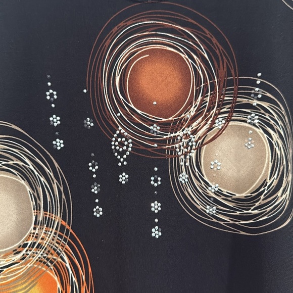 Valentina Black and Orange Asymmetrical Tunic with 3/4 Sleeves - Size Large - Picture 6 of 7